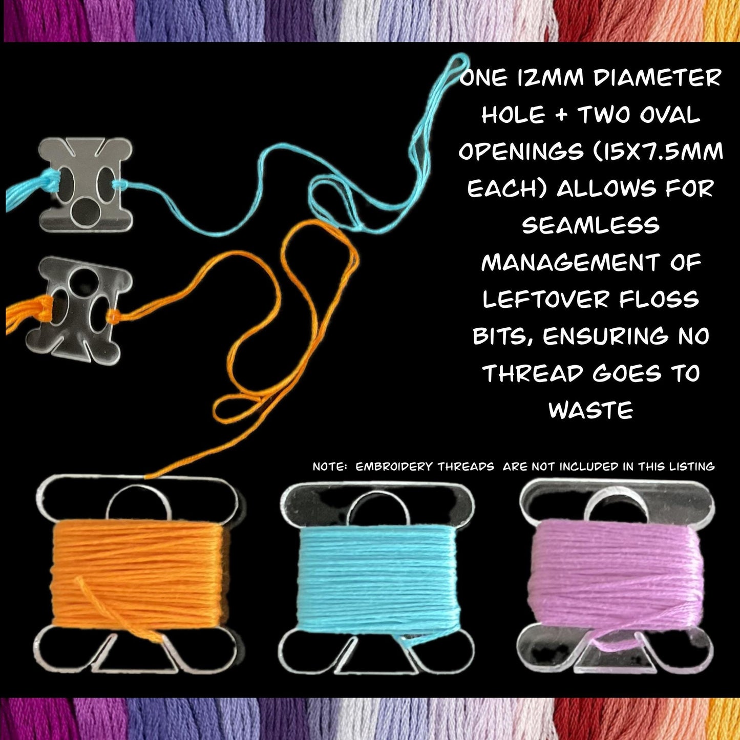 490 DMC-Labeled Acrylic Bobbins & 4 Clear Storage Boxes–Perfect Cross-Stitch Thread Organization Set-Gift for Stitchers Embroidery Lovers