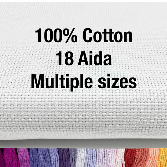 Premium 18 Count Aida Elevate Your Stitching with Multiple Sizes 100% Cotton 59-inch wide White Fabric for Cross Stitch,Embroidery,Crafting