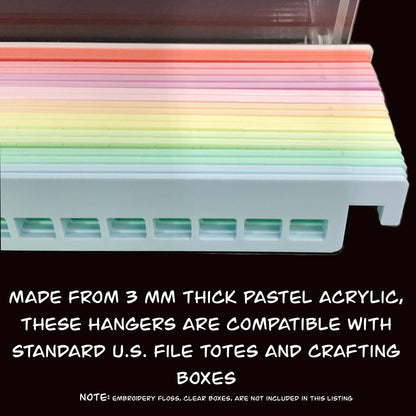 Pastel Acrylic Floss Hangers Set of 10 or 20 - Blank Colorful Thread Drops for Cross Stitch Organization - Rainbow Acrylic Thread Hangers
