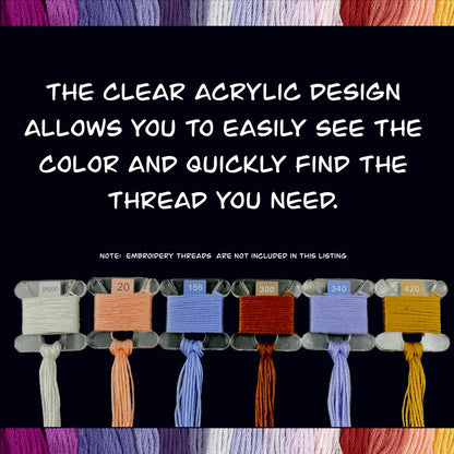 490 DMC-Labeled Acrylic Bobbins & 4 Clear Storage Boxes–Perfect Cross-Stitch Thread Organization Set-Gift for Stitchers Embroidery Lovers