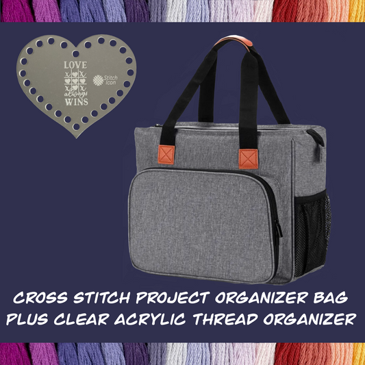 Cross Stitch Project Organizer Bag - Ultimate Solution to Organize Your Embroidery Supplies! Perfect Present Gift for Crafter Cross-Stitcher