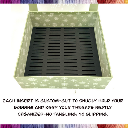 Holiday floss organizer box with plastic or acrylic bobbins included transparent lid cross stitch storage box Christmas gift for stitchers