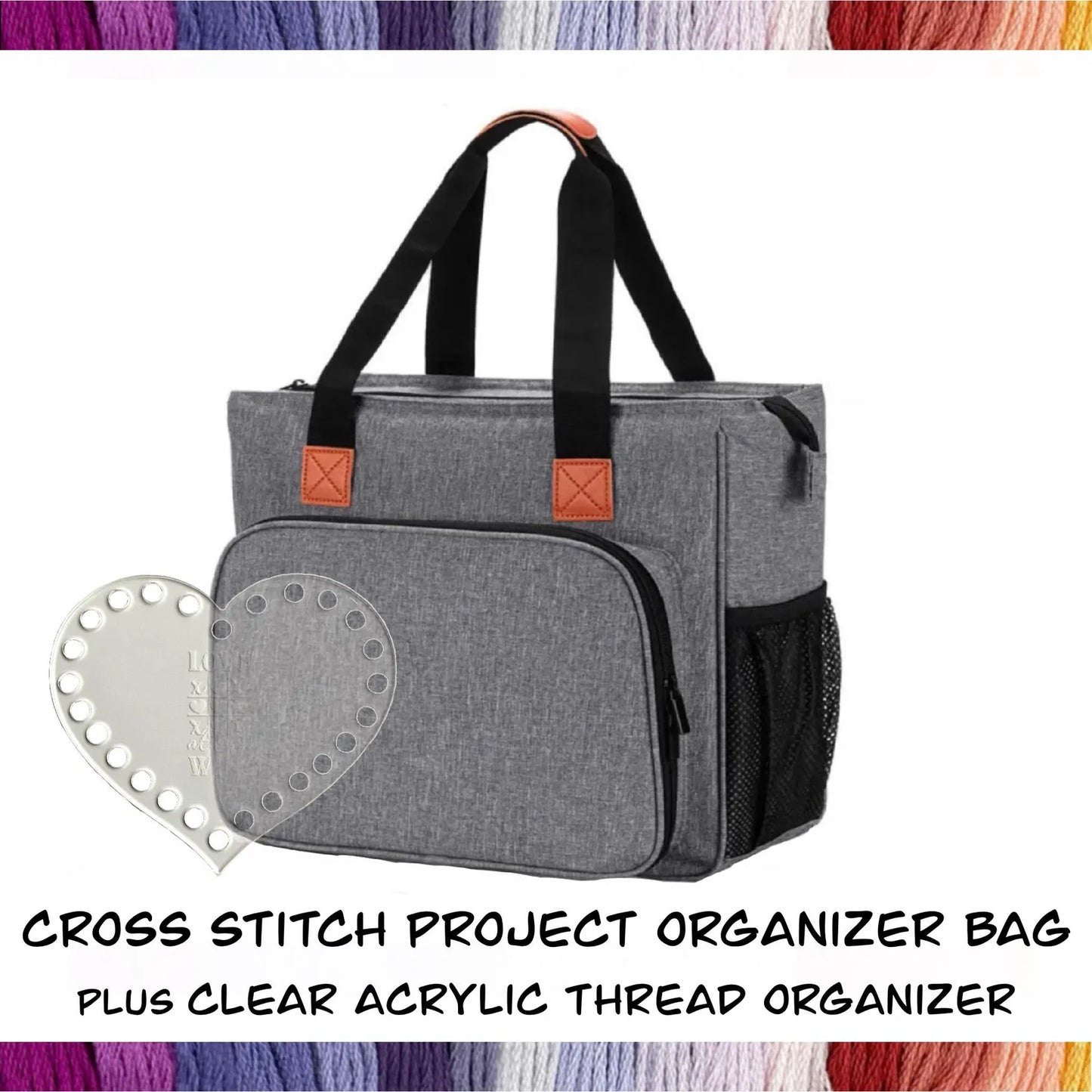 Cross Stitch Project Organizer Bag - Ultimate Solution to Organize Your Embroidery Supplies! Perfect Present Gift for Crafter Cross-Stitcher
