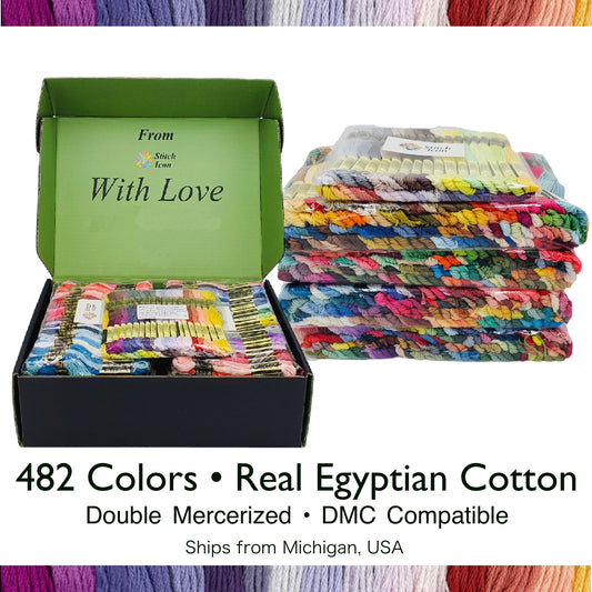482 Colors Cross Stitch Embroidery Thread All 447 Colors Set+35 Colors Gift Box,Made from Double Mercerized 100% Egyptian Long Staple Cotton