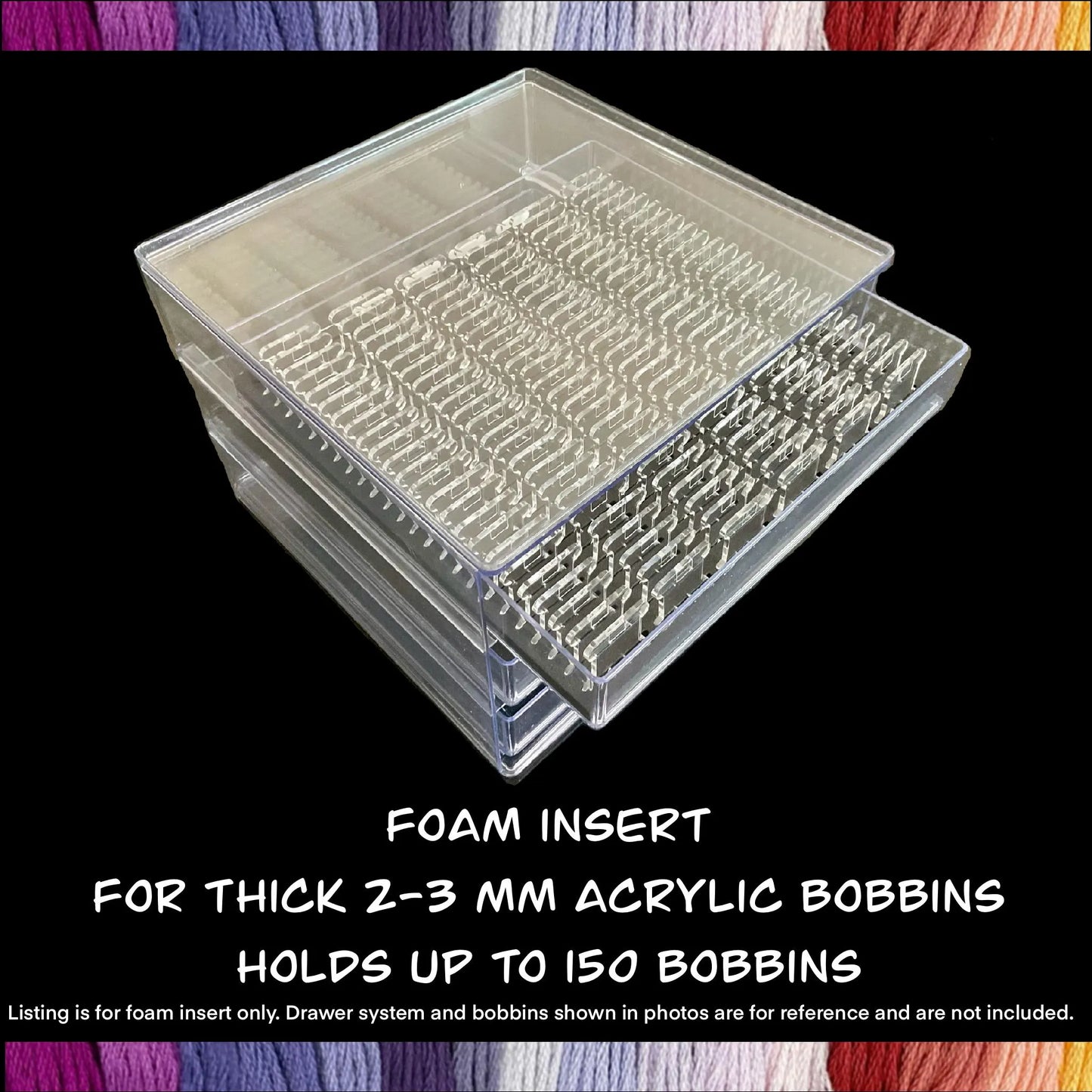 Target Brightroom Drawer Foam Insert Cross Stitch Bobbin Organizer 150 Capacity DMC Plastic or 2-3mm Acrylic Bobbins