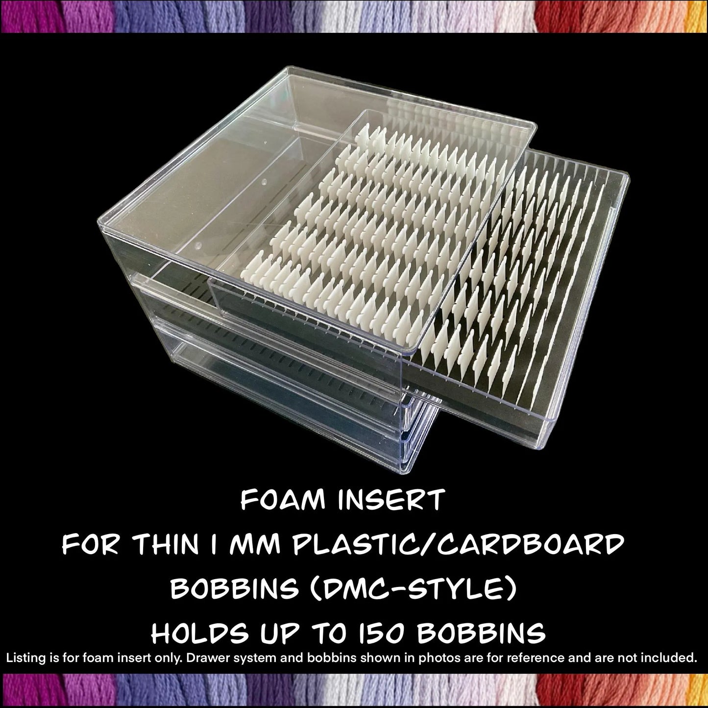 Target Brightroom Drawer Foam Insert Cross Stitch Bobbin Organizer 150 Capacity DMC Plastic or 2-3mm Acrylic Bobbins