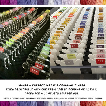 Target Brightroom Drawer Foam Insert Cross Stitch Bobbin Organizer 150 Capacity DMC Plastic or 2-3mm Acrylic Bobbins