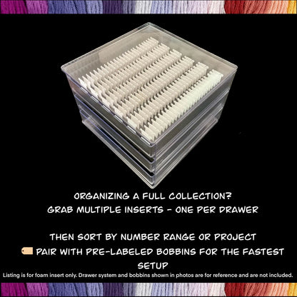 Target Brightroom Drawer Foam Insert Cross Stitch Bobbin Organizer 150 Capacity DMC Plastic or 2-3mm Acrylic Bobbins