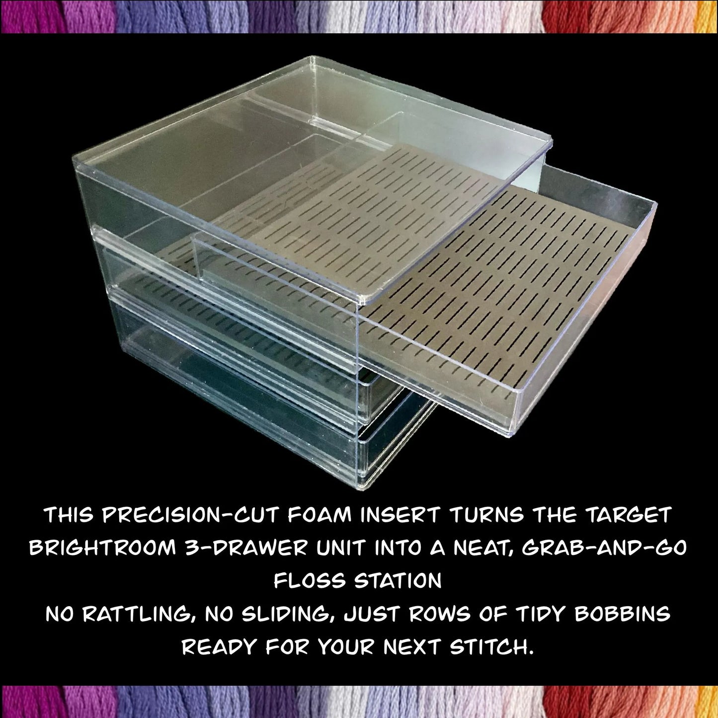 Target Brightroom Drawer Foam Insert Cross Stitch Bobbin Organizer 150 Capacity DMC Plastic or 2-3mm Acrylic Bobbins