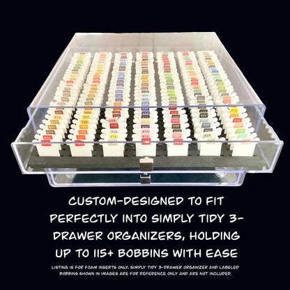 Bobbin Foam Insert for Simply Tidy 3-Drawer Organizer-Perfect Floss Bobbin Insert Storage-Embroidery Present Gift for Crafter Cross Stitcher
