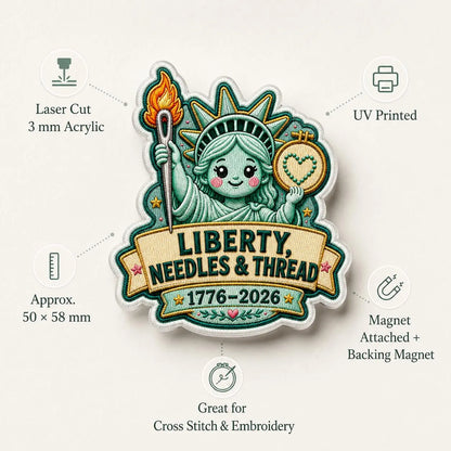 Statue of Liberty Needle Minder, Patriotic Cross Stitch Magnet, USA 250 Embroidery Needle Keeper, New York Stitcher Gift