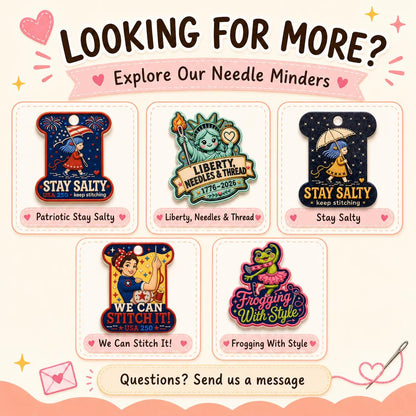 Patriotic Needle Minder, We Can Stitch It Cross Stitch Magnet, Rosie Inspired Embroidery Needle Keeper, USA 250 Stitcher Gift