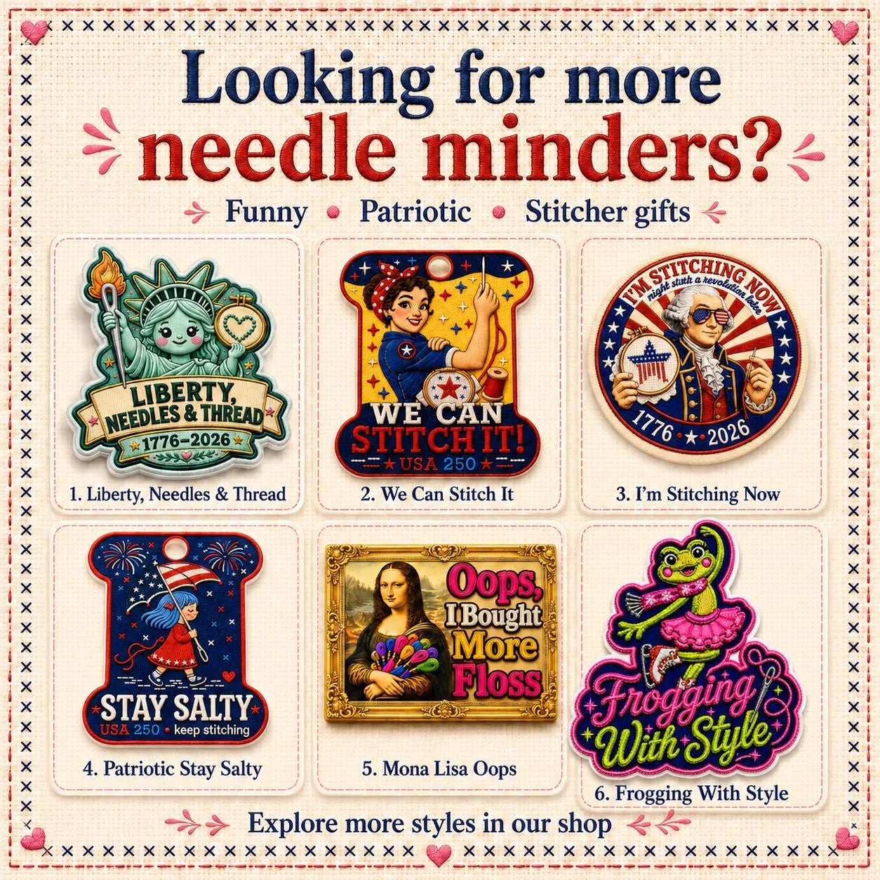 Betsy Ross Needle Minder, Patriotic Cross Stitch Magnet, I’m Stitching Now Flag Later, USA 250 Needle Keeper, Stitcher Gift