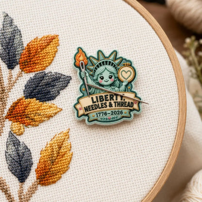 Statue of Liberty Needle Minder, Patriotic Cross Stitch Magnet, USA 250 Embroidery Needle Keeper, New York Stitcher Gift