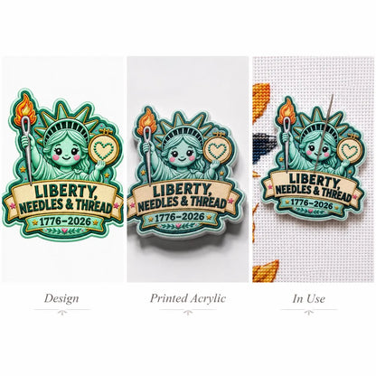 Statue of Liberty Needle Minder, Patriotic Cross Stitch Magnet, USA 250 Embroidery Needle Keeper, New York Stitcher Gift