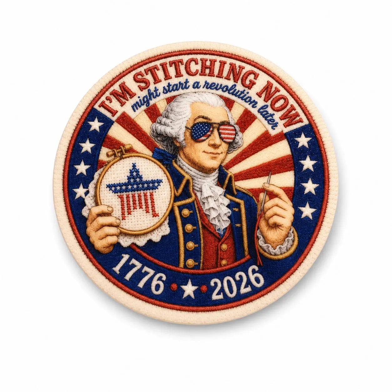 Patriotic Needle Minder, Funny Cross Stitch Magnet, I’m Stitching Now Revolution Later, USA 250 Embroidery Needle Keeper, Stitcher Gift