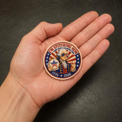 Patriotic Needle Minder, Funny Cross Stitch Magnet, I’m Stitching Now Revolution Later, USA 250 Embroidery Needle Keeper, Stitcher Gift