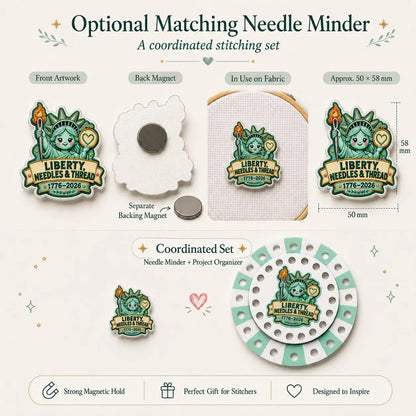 Cross Stitch Project Organizer, 20-Color Floss Holder with Needle Parking, Reusable DMC Number Chart, Liberty Stitching Gift