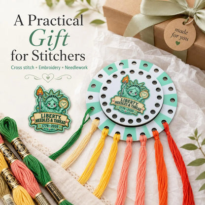 Cross Stitch Project Organizer, 20-Color Floss Holder with Needle Parking, Reusable DMC Number Chart, Liberty Stitching Gift