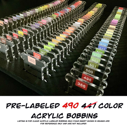 Pre-Labeled 490 Color Acrylic Bobbins:Perfect Gift for Cross-Stitch & Embroidery,490 Prelabeled Acrylic Bobbins-Durable 3mm Set Best Present