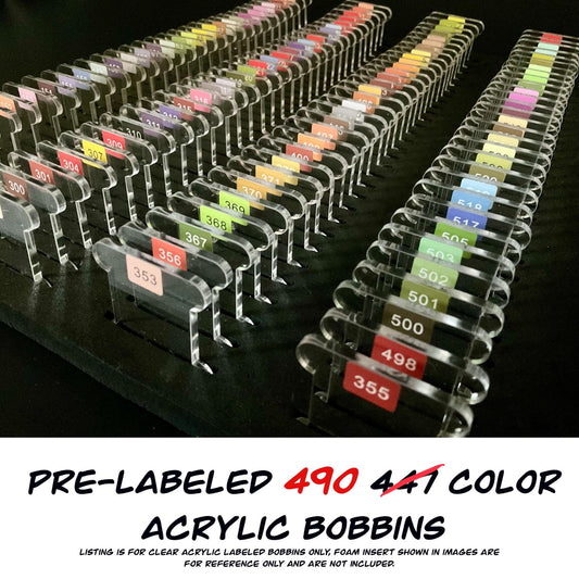 Pre-Labeled 490 Color Acrylic Bobbins:Perfect Gift for Cross-Stitch & Embroidery,490 Prelabeled Acrylic Bobbins-Durable 3mm Set Best Present