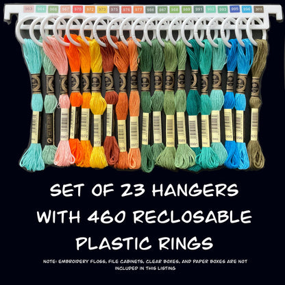 Set of 23 White Acrylic Pre-Labeled Floss Hangers for 447 DMC Colors–Perfect Present for Cross Stitchers, Gift Thread Hangers, Foss Storage