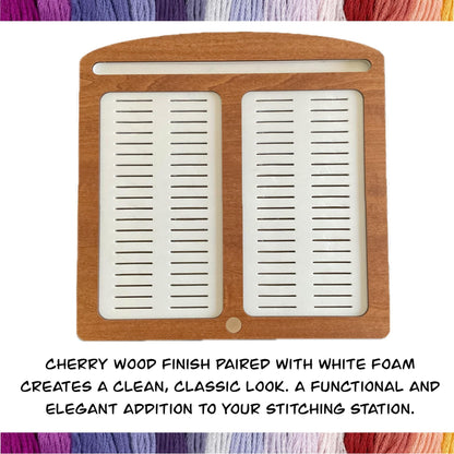 Cross Stitch Tray with 72 Acrylic or 80 Plastic Bobbins–Tool &Phone Slot–Mother's Day Gift for Stitcher–Cherry,Ebony,Black Wood