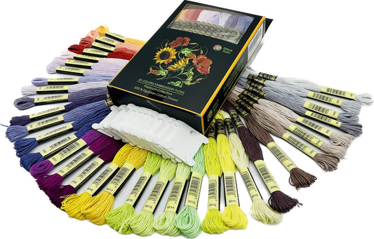 Premium 35-Color Cross Stitch Thread Pack with 35 Plastic Bobbins:35-ColorThread Pack of Egyptian Cotton Is Best Gift for Beginners and Pros