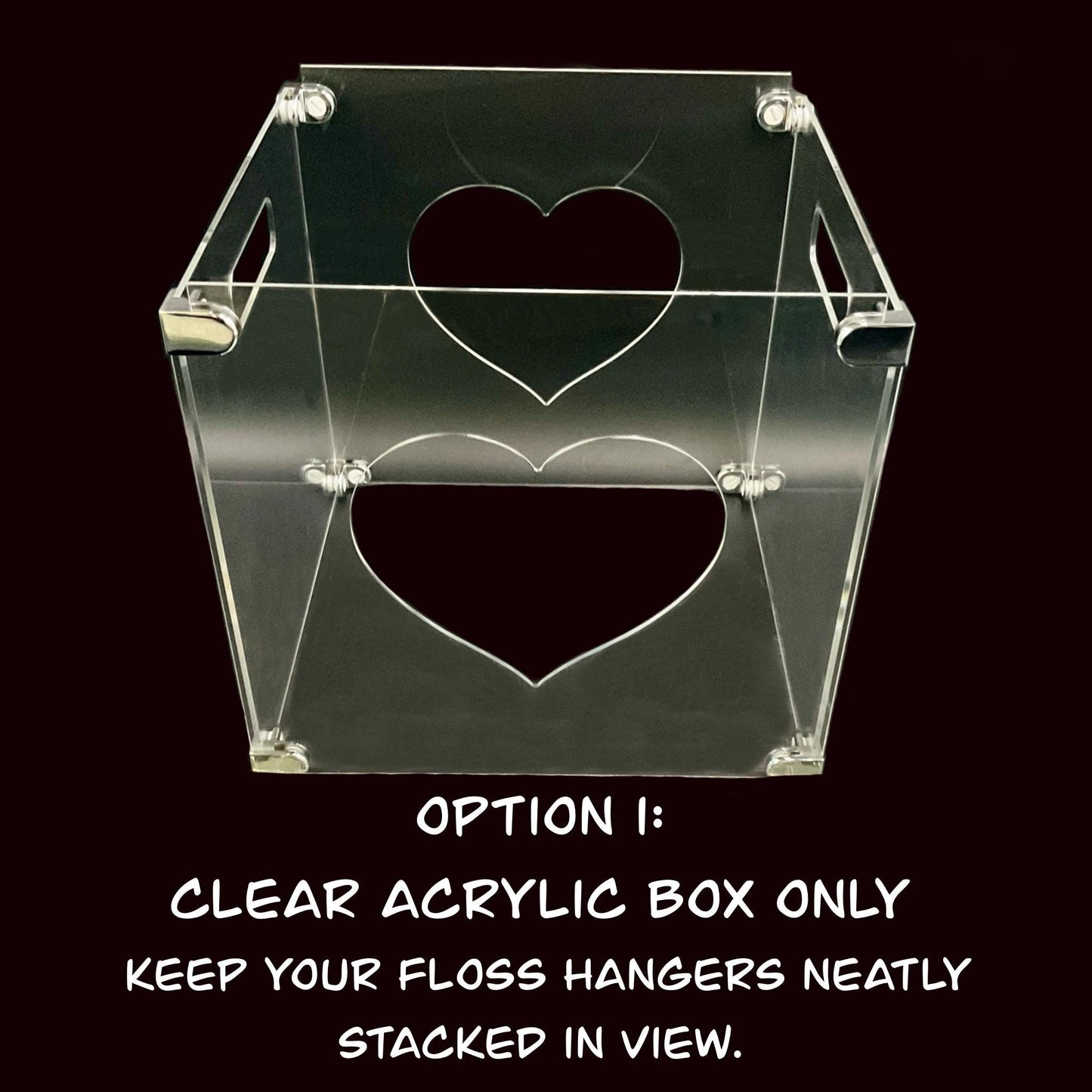 Clear Acrylic Floss Hanger Storage Box–Optional 10 or 20 Clear or Pastel Hangers–Cross Stitch Thread Organizer Gift Present for Stitchers