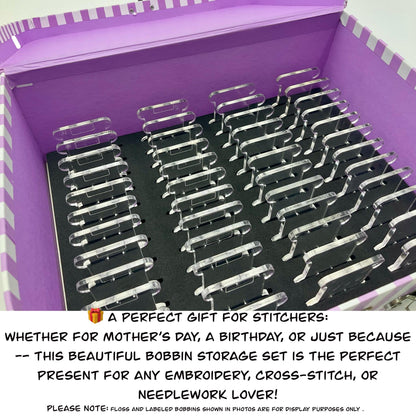 Travel Floss Bobbin Box Set–3 Organizer Boxes with Foam Inserts–Holds 151 Acrylic or 206 Plastic Bobbins–Gift Cross Stitch Storage
