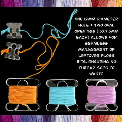 Deluxe Acrylic Bobbins-Transparent Acrylic Bobbin,Floss Drops/Chips-Floss Tread Storage-Cross stitch, Embroidery and Needlework Organization