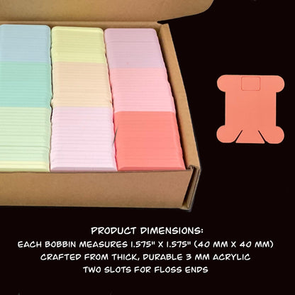 3 mm Pastel Acrylic Floss Bobbins Set–3mm Blank Thread Organizers for Cross Stitch Embroidery Storage, Embroidery Needlework Organization