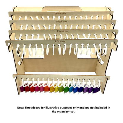 Purrfect Threads Floss Organizer: Wooden Cat Design, 160 Slots -Craft Tool for 128 Colors DMC Floss Skeins + 32 Bobbins, Gift Thread Storage